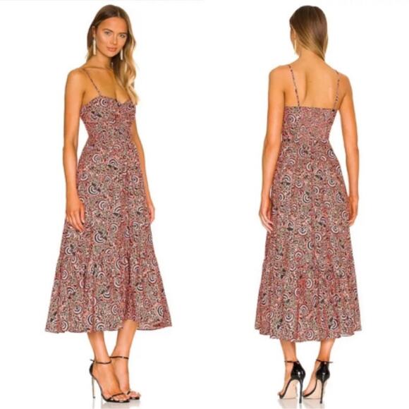 A.L.C. Lilah Floral Midi Dress in Coral Multi Size 8 - Picture 2 of 16